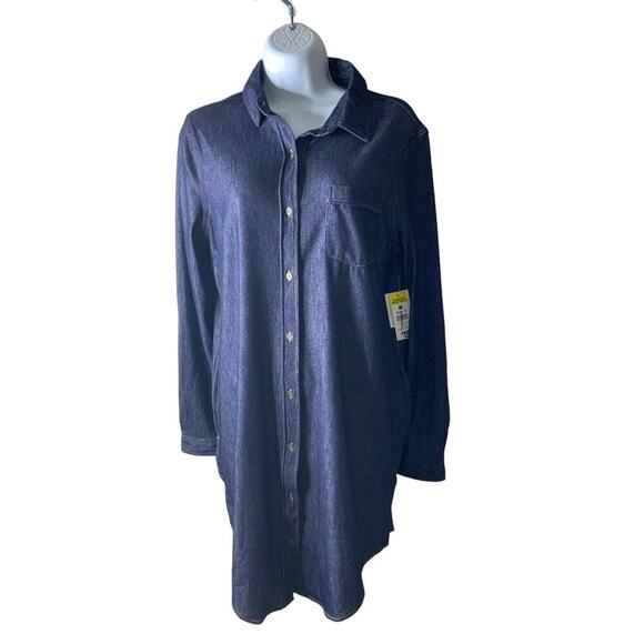 Bobbie Brooks Button Tunic Denim Shirts Womens S Long Sleeve Chest Pocket Casual - Picture 3 of 7